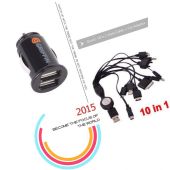 Car Adaptor + 10 in 1 Data Cables